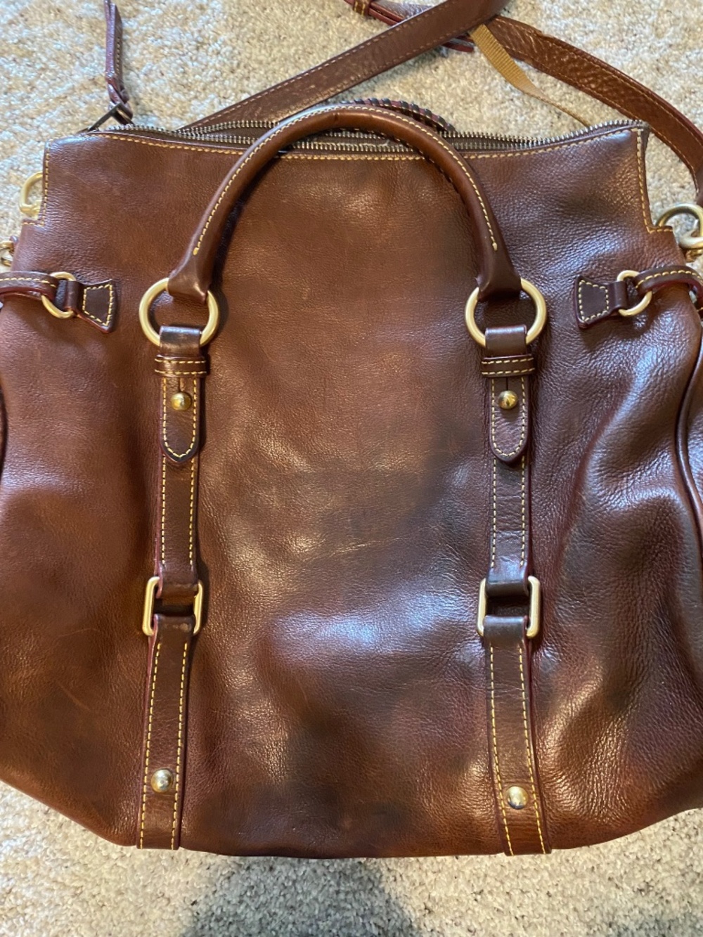 Dooney & Bourke large florentine satchel in chestnut - Picture 4 of 10